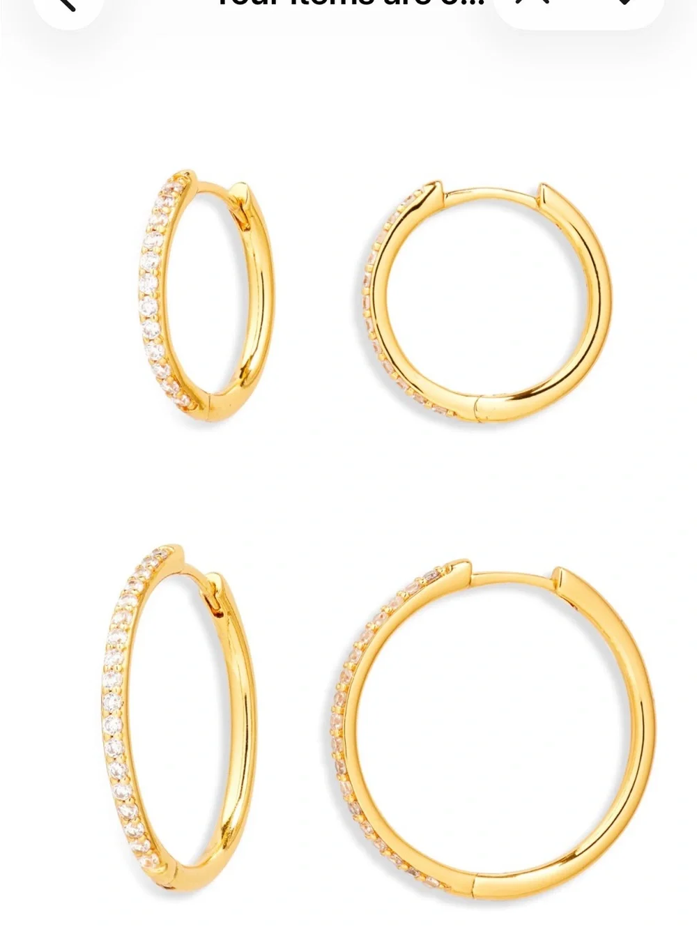 Nordstrom Set of 2 Cubic Zirconia Pavé Skinny Hoop Earrings